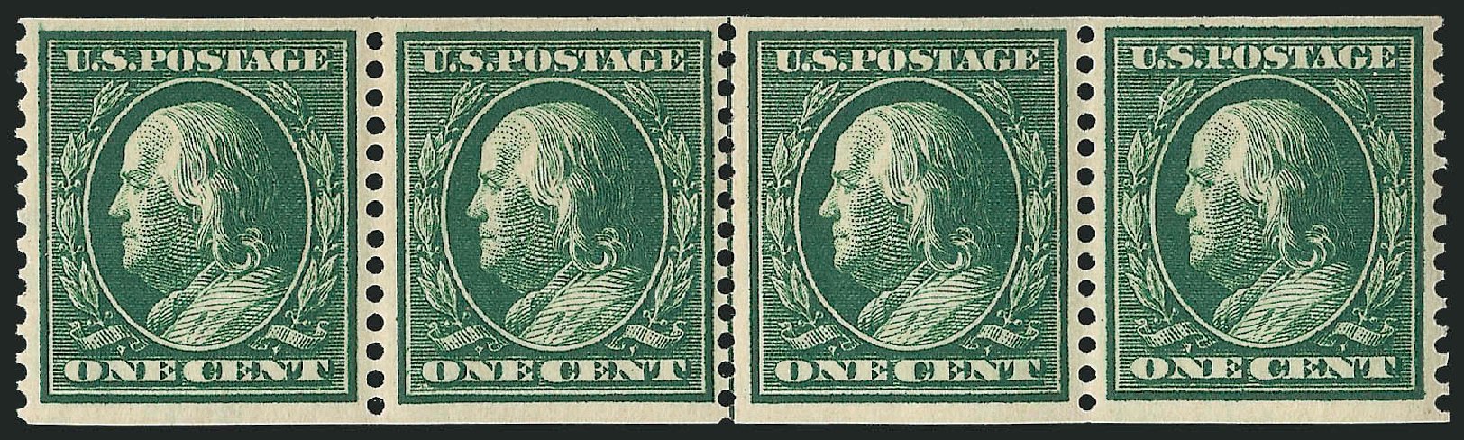 Costs of US Stamp Scott #387: 1910 1c Franklin Coil. Robert Siegel Auction Galleries, Mar 2012, Sale 1019, Lot 766