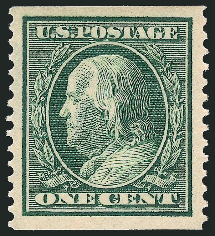 US Stamp Values Scott Catalogue 387: 1910 1c Franklin Coil. Robert Siegel Auction Galleries, Mar 2013, Sale 1040, Lot 1756