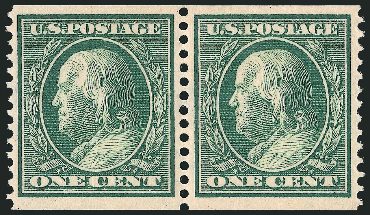 Cost of US Stamps Scott Catalog #387 - 1c 1910 Franklin Coil. Robert Siegel Auction Galleries, Dec 2013, Sale 1062, Lot 566