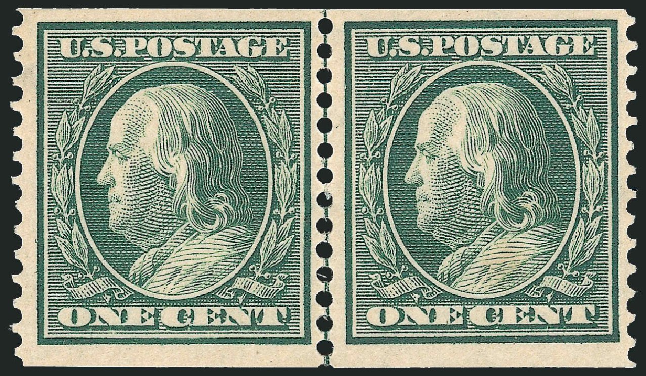 US Stamp Prices Scott Cat. 387 - 1c 1910 Franklin Coil. Robert Siegel Auction Galleries, Oct 2010, Sale 997, Lot 5946