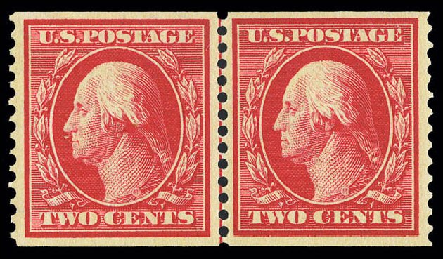 US Stamps Prices Scott Catalog 388: 1910 2c Washington Coil. Matthew Bennett International, Sep 2012, Sale 345, Lot 338