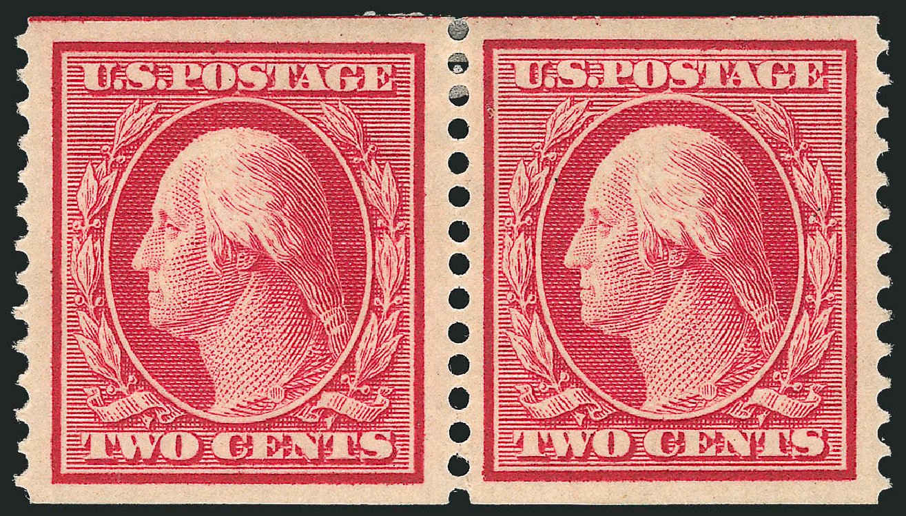 US Stamp Values Scott # 388: 1910 2c Washington Coil. Robert Siegel Auction Galleries, Jul 2014, Sale 1077, Lot 249