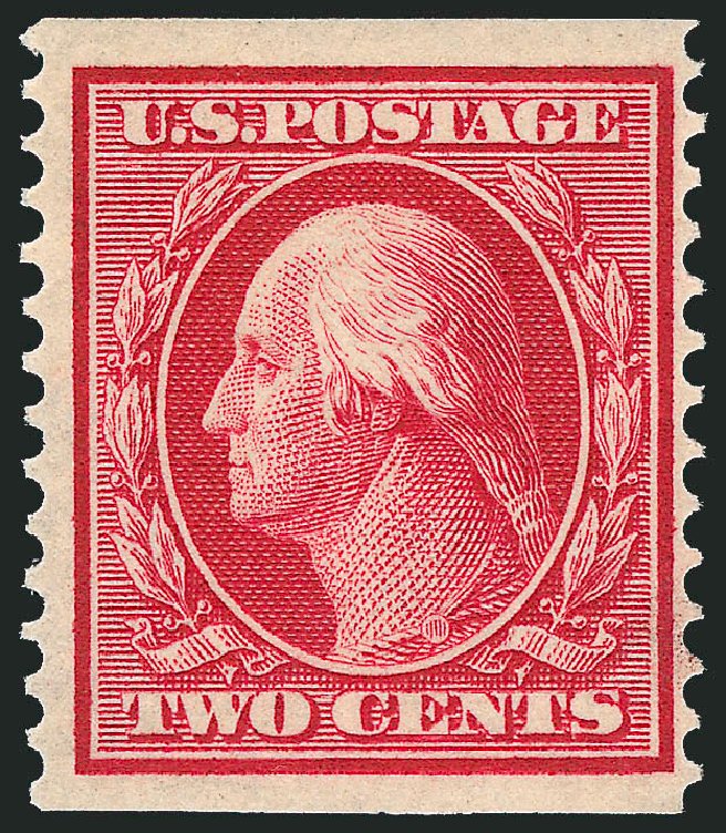 US Stamp Values Scott # 388: 1910 2c Washington Coil. Robert Siegel Auction Galleries, Oct 2011, Sale 1014, Lot 1840