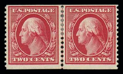 Value of US Stamps Scott Catalogue # 388 - 1910 2c Washington Coil. Matthew Bennett International, Oct 2007, Sale 320, Lot 566