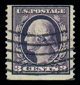 US Stamp Prices Scott Catalog 389 - 1911 3c Washington Coil. Matthew Bennett International, Oct 2007, Sale 320, Lot 567