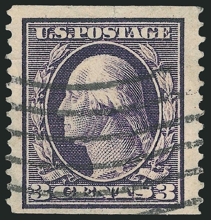 US Stamps Prices Scott 389 - 3c 1911 Washington Coil. Robert Siegel Auction Galleries, Oct 2008, Sale 963, Lot 968