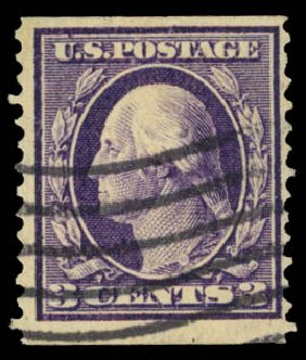 Prices of US Stamp Scott Catalog # 389 - 3c 1911 Washington Coil. Daniel Kelleher Auctions, Dec 2014, Sale 661, Lot 321