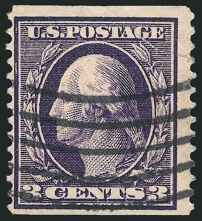 Values of US Stamps Scott Catalog 389 - 3c 1911 Washington Coil. Robert Siegel Auction Galleries, Oct 2011, Sale 1014, Lot 1843