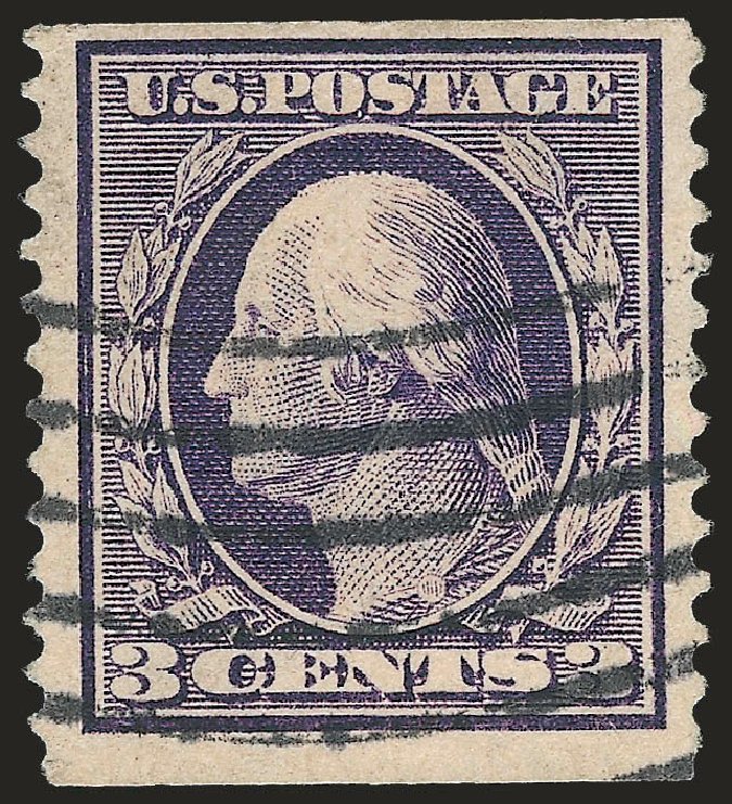 Costs of US Stamp Scott Catalogue 389: 1911 3c Washington Coil. Robert Siegel Auction Galleries, Apr 2009, Sale 972, Lot 3313