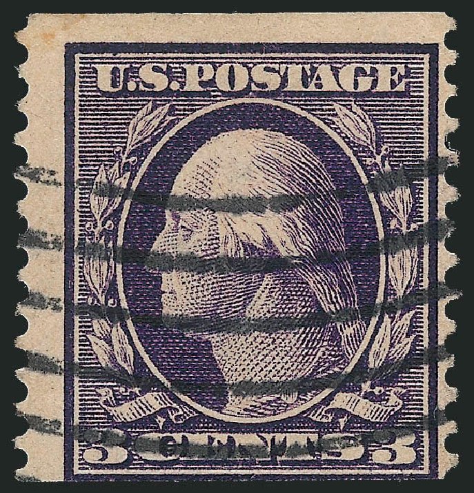US Stamp Value Scott #389: 3c 1911 Washington Coil. Robert Siegel Auction Galleries, Jun 2011, Sale 1010, Lot 106
