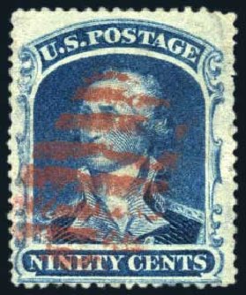 US Stamp Values Scott Catalog # 39: 1860 90c Washington. Harmer-Schau Auction Galleries, Jun 2008, Sale 78, Lot 1298