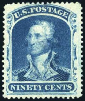 US Stamp Values Scott 39 - 1860 90c Washington. Harmer-Schau Auction Galleries, Aug 2011, Sale 90, Lot 1158