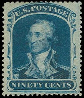 Values of US Stamp Scott Cat. #39: 90c 1860 Washington. H.R. Harmer, Oct 2014, Sale 3006, Lot 1078