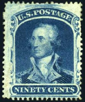 Values of US Stamp Scott Catalogue #39 - 90c 1860 Washington. Harmer-Schau Auction Galleries, Apr 2008, Sale 77, Lot 59
