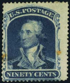 US Stamps Prices Scott #39: 1860 90c Washington. Harmer-Schau Auction Galleries, Oct 2011, Sale 91, Lot 179