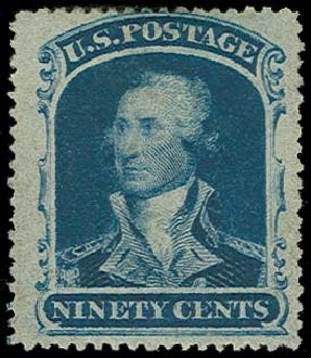 US Stamp Value Scott Catalog 39: 1860 90c Washington. H.R. Harmer, Oct 2014, Sale 3006, Lot 1079