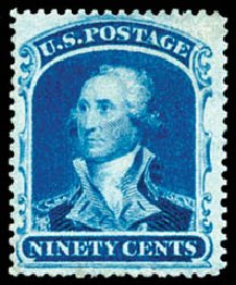 US Stamp Value Scott 39 - 1860 90c Washington. Schuyler J. Rumsey Philatelic Auctions, Apr 2015, Sale 60, Lot 1999