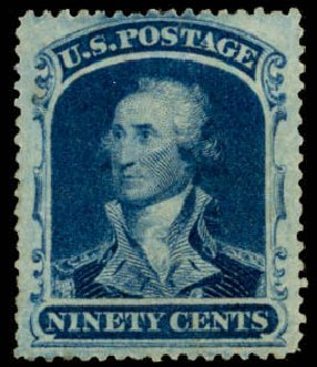 Prices of US Stamp Scott 39: 1860 90c Washington. Daniel Kelleher Auctions, May 2014, Sale 652, Lot 130