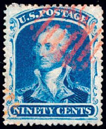 Price of US Stamp Scott Catalog #39: 1860 90c Washington. Schuyler J. Rumsey Philatelic Auctions, Apr 2015, Sale 60, Lot 2000