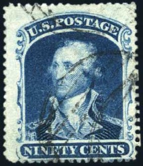 US Stamp Price Scott Catalog 39: 1860 90c Washington. Harmer-Schau Auction Galleries, Aug 2011, Sale 90, Lot 1161