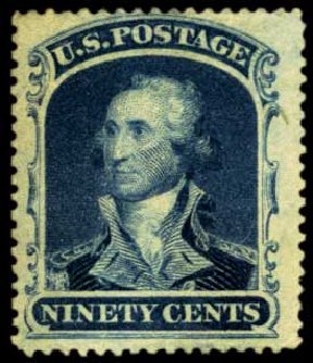 US Stamps Prices Scott Catalogue 39: 90c 1860 Washington. Harmer-Schau Auction Galleries, Feb 2012, Sale 92, Lot 841