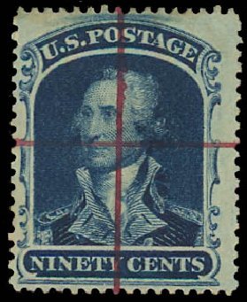 Costs of US Stamps Scott Catalog 39: 1860 90c Washington. Daniel Kelleher Auctions, Jul 2011, Sale 625, Lot 701