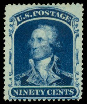 Value of US Stamp Scott Catalogue #39 - 90c 1860 Washington. Daniel Kelleher Auctions, Mar 2014, Sale 648, Lot 2031