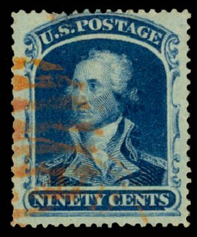 US Stamp Value Scott Catalogue #39: 1860 90c Washington. Daniel Kelleher Auctions, May 2014, Sale 652, Lot 131