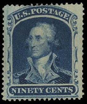 Values of US Stamp Scott Cat. # 39 - 90c 1860 Washington. Daniel Kelleher Auctions, Jun 2012, Sale 630, Lot 1264