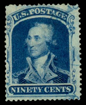 Values of US Stamp Scott Cat. 39 - 1860 90c Washington. Daniel Kelleher Auctions, Dec 2013, Sale 640, Lot 84