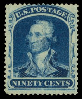 US Stamps Prices Scott Catalogue 39 - 1860 90c Washington. Daniel Kelleher Auctions, Dec 2014, Sale 661, Lot 74