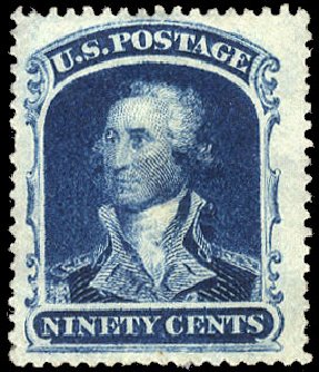 Costs of US Stamp Scott Catalog #39: 1860 90c Washington. Cherrystone Auctions, Sep 2012, Sale 201209, Lot 35
