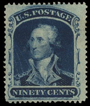 US Stamps Prices Scott Catalogue #39: 1860 90c Washington. Daniel Kelleher Auctions, Jun 2012, Sale 630, Lot 1265