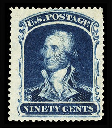 Values of US Stamps Scott Catalog #39: 1860 90c Washington. Cherrystone Auctions, Jan 2015, Sale 201501, Lot 102