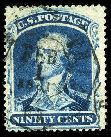 Costs of US Stamp Scott Cat. #39: 1860 90c Washington. Matthew Bennett International, Sep 2011, Sale 338, Lot 1723