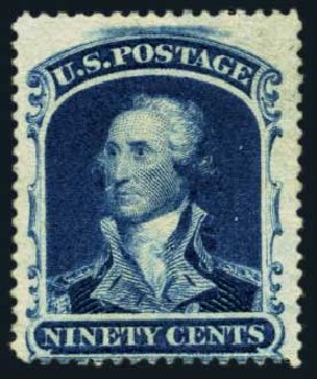 US Stamps Value Scott Catalog 39 - 1860 90c Washington. Harmer-Schau Auction Galleries, Aug 2014, Sale 102, Lot 1683