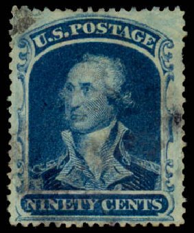 US Stamps Prices Scott #39 - 1860 90c Washington. Daniel Kelleher Auctions, Dec 2013, Sale 640, Lot 83