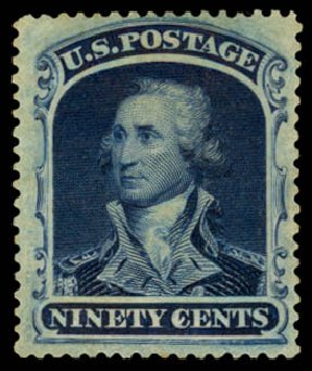 US Stamp Value Scott Catalogue #39: 1860 90c Washington. Daniel Kelleher Auctions, Dec 2014, Sale 661, Lot 73