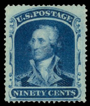 Prices of US Stamps Scott Catalogue # 39 - 90c 1860 Washington. Daniel Kelleher Auctions, Mar 2014, Sale 650, Lot 2516