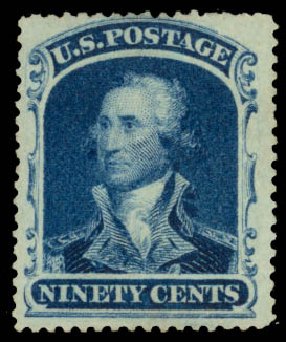 US Stamps Values Scott Cat. #39: 1860 90c Washington. Daniel Kelleher Auctions, Jan 2015, Sale 663, Lot 1276