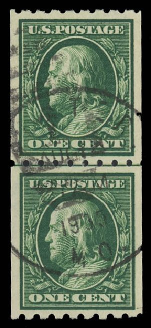 Costs of US Stamps Scott Catalogue #390: 1c 1910 Franklin Coil. Daniel Kelleher Auctions, Oct 2012, Sale 632, Lot 1300