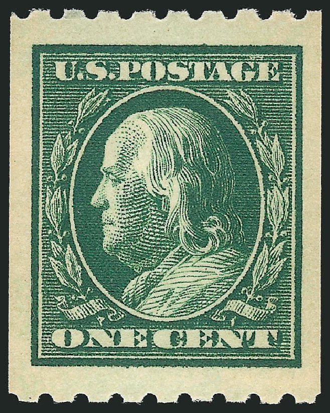 US Stamps Value Scott #390 - 1c 1910 Franklin Coil. Robert Siegel Auction Galleries, Nov 2012, Sale 1034, Lot 360