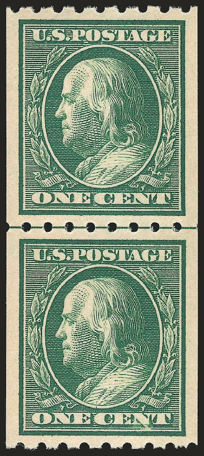 US Stamps Prices Scott #390: 1c 1910 Franklin Coil. Robert Siegel Auction Galleries, Sep 2009, Sale 976, Lot 1971