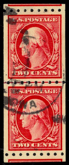 US Stamps Prices Scott #391 - 2c 1910 Washington Coil. Daniel Kelleher Auctions, May 2014, Sale 652, Lot 577
