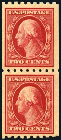 US Stamp Values Scott 391 - 2c 1910 Washington Coil. Harmer-Schau Auction Galleries, Oct 2008, Sale 79, Lot 188