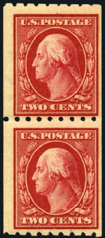 Value of US Stamp Scott Cat. 391: 1910 2c Washington Coil. Harmer-Schau Auction Galleries, Oct 2008, Sale 79, Lot 189