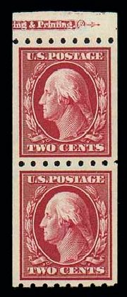 Values of US Stamp Scott #391 - 1910 2c Washington Coil. Matthew Bennett International, Dec 2007, Sale 325, Lot 2021