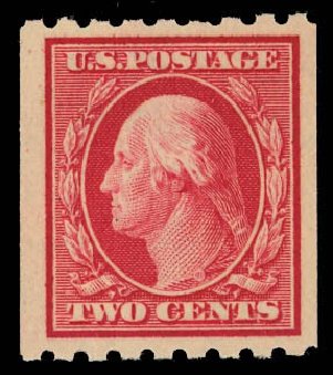 US Stamp Values Scott 391: 2c 1910 Washington Coil. Daniel Kelleher Auctions, Oct 2012, Sale 632, Lot 1301