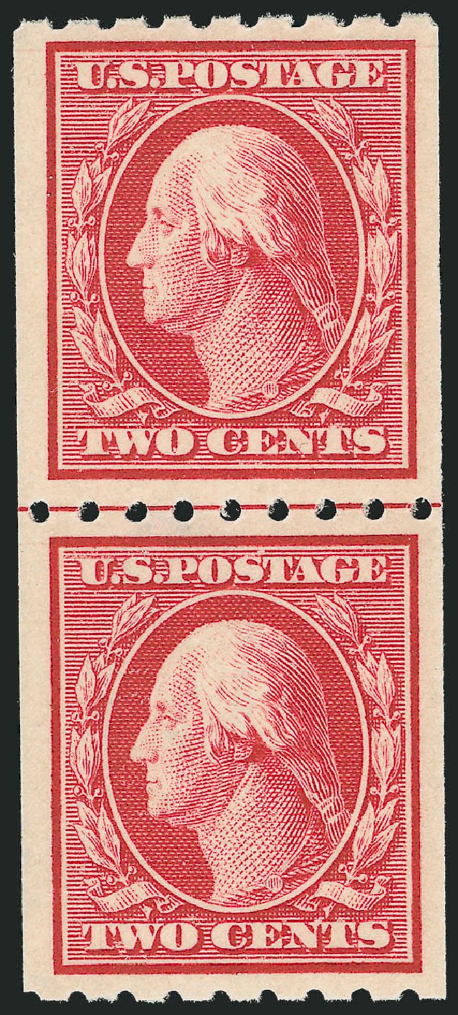 Price of US Stamp Scott 391 - 1910 2c Washington Coil. Robert Siegel Auction Galleries, Dec 2013, Sale 1062, Lot 571
