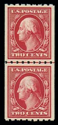 Values of US Stamps Scott Catalog #391 - 2c 1910 Washington Coil. Matthew Bennett International, Dec 2007, Sale 325, Lot 2022